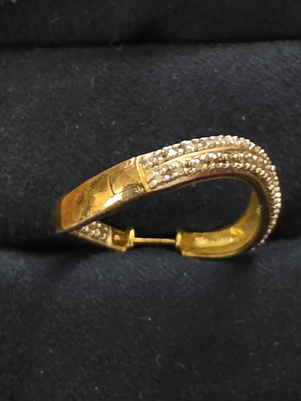 925 Silver Diamond Chip Yellow Gold Hoop Earrings